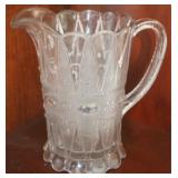 Pressed Glass Pitcher - 8" tall