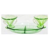 3pc Green Depression Uranium Glass
