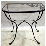 Metal patio wall table with plexiglass top