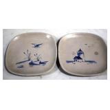2 Plates w/ ocean motif