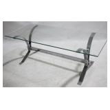 Glass Top, Metal Base Coffee Table