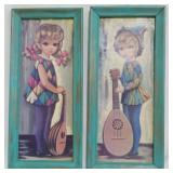 2 Vintage Boy & Girl Frames 16.5x7.5
