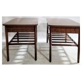 Pair 1 drawer mid-century tables by Mersman