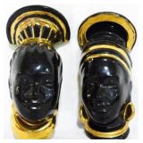 Pair Ceramic African Women Wall Art 9.5"