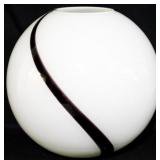 Art Glass Black & White 11" Ball Vase