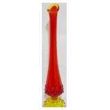 Fenton Amberina Hobnail Swung Vase 11"