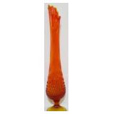 Fenton Orange Hobnail Swung Vase 22"