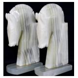 Vintage pair agate horse bookends 9"