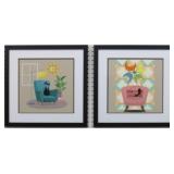 SET OF 2 MCM CATS ON CHAIRS
