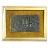 Bronze Sculptural nymphs in frame 8x10.5