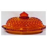 Fenton Hobnail Amberina Butter Dish 4x7.5x5