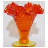 Fenton Hobnail Amberina Vase 3.5"