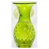 Signed Blenko Kiwi Green Vase 10.5"