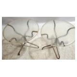 Pair vintage acrylic top round patio tables