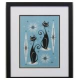 MID CENTURY MODERN CAT ON BLUE