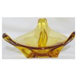 Mid Century Amber Glass Bowl 3x6"