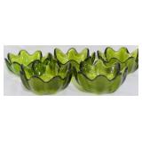 5 Blenko Green Glass Bowls 2.5x5.5