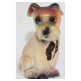 Painted Pink Chalkware Dog 6"