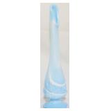 Fenton Blue Marble Cabbage Rose Swung Vase 10"