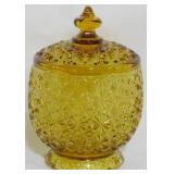 Amber Daisy & Buttons Lidded Candy Dish