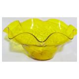 Blenko Yellow Crackle Glass Bowl 5x10"