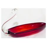 Duncan & Miller Ruby Swan Bowl 6.5x12x4.5