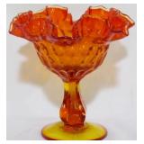 Fenton Amberina Thumbprint Pedestal Candy 6x5.5"