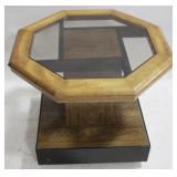 Smokey Octagonal Glass Top End Table