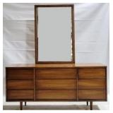 Mid-Century 9 Drawer Dresser w/ Mirror