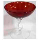 Vintage Italian Art Glass Ruby Top Tazza