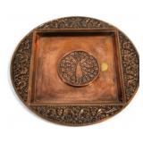 Peacock Wall Hanging-Vtg Metal Bronze Wall Plate