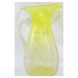 Vintage Yellow Glass Pitcher 10.5"