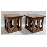 Pair Mid-Century Cut  Out End Tables