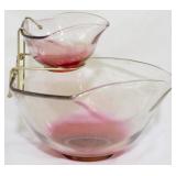 Indiana Glass Clear & Red Chip & Dip Set