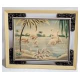Turner Art Deco flamingo picture, vintage frame