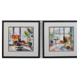 SET OF 2 MCM CATS ON BLUE