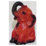 Painted Red Chalkware Elephant 7"