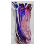 Murano Swirl Purple and Blue Vase 11"