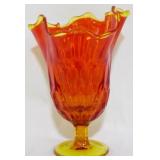Fenton Thumbprint Amberina 8.5" Swung Vase