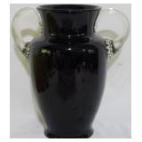 Black Amethyst Art Glass Vase 9.5"