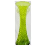 Blenko Twisted Olive Green Vase 20"