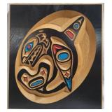 CEDART Cedar carved wall orca whale plaque
