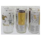 6 Vintage Kentucky Derby Glasses 5.5"