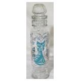Glass Decanter w/ Teal Cat 11"