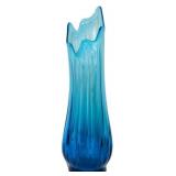 LE Smith 19" Simplicity Blue Ribbed Swung Vase