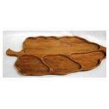 Sweet Pecan Divided Wooden Serving Tray