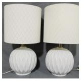 Pair White Table Lamps 18.5"