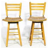 Vintage Pair Swivel Barstools 38x17x14
