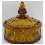 Indiana glass Amber Candy Dish with Lid 6.5x6