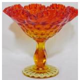 Fenton Ruffle Top Thumbprint Pedestal Compote